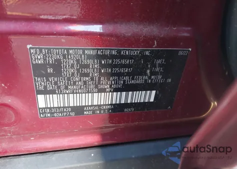 2022 Toyota Rav4 Hybrid Xle from USA, damaged, VIN 4T3RWRFV4NU071590